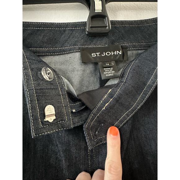 St. John Pants Women's Jeans 14 Denim Chambray Straight Leg Dark Wash - Picture 5 of 7